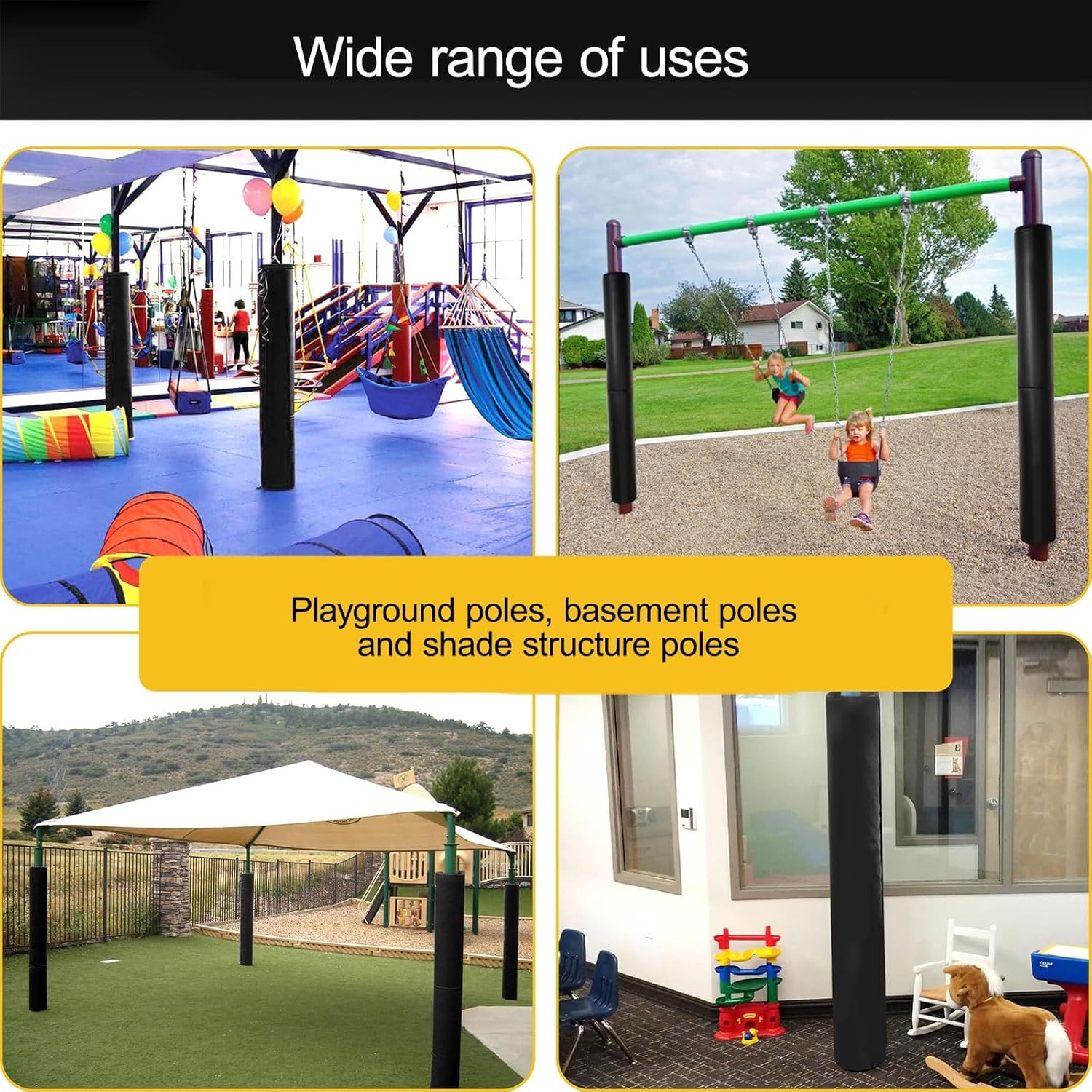 Round Pole Padding for Basketball Hoop, Reusable Column Wrap Pad Protector Cover, Column Cushion Cover for Basement/Garage, for Canopy/Lamp Posts/Electric Poles