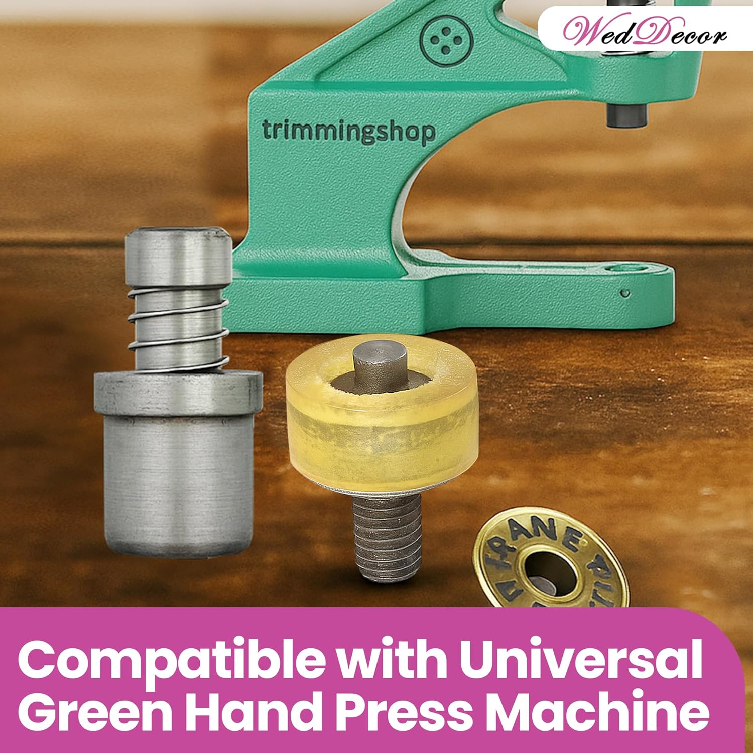 WedDecor Jeans Button DieFor Green Hand Press Machine Fixing Eyelet, Grommet, Rivet, Studs, Jeans Button, Poppers, DIY Projects, Arts Crafts, Leathercraft, Clothing, Replacement,20mm