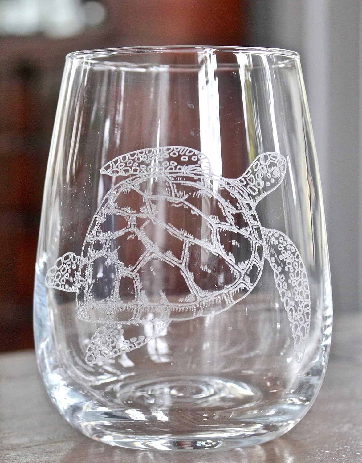 Sea Turtle Engraved Stemless Wine Glasses (set of 2)