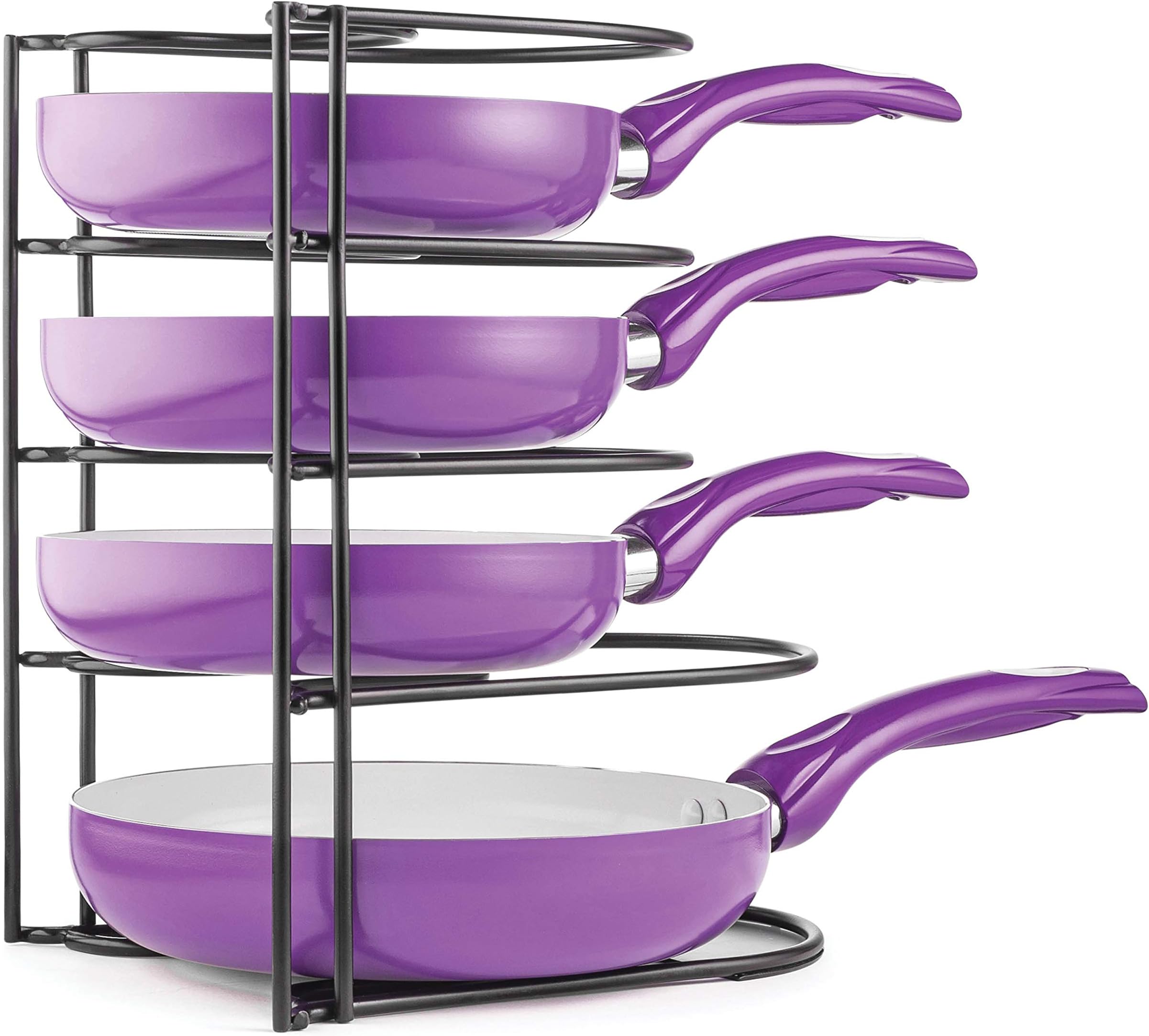Mindspace Pan Organizer Rack, Pot lid Organizer for Cabinet Storage, Pantry Organizer, Pot Lid Organizer Rack for Kitchen Counter | 5-Tier Heavy-Duty Pan Rack | The Wire Collection, Black