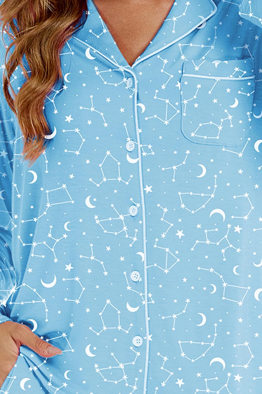 LUBOT Womens Bamboo Viscose Pajamas Super Buttery Soft 2 Piece PJ Set Button Capri Pants Long Short Sleeve Sleepwear Set - Image 2