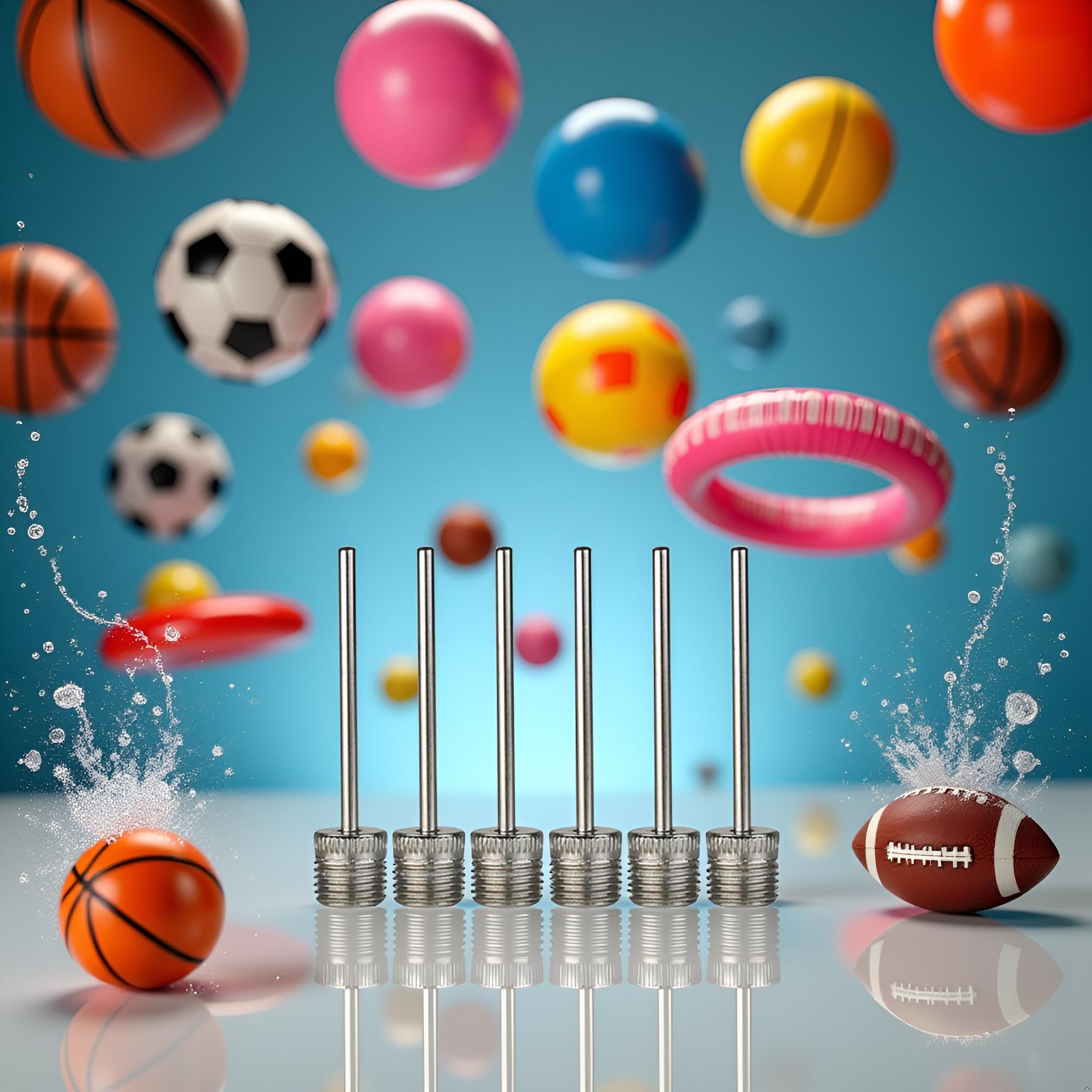 Bombas de bolas de acero inoxidable, agujas de inflado, bombas de inflado de aire, aguja para baloncesto, pelotas de fútbol, voleibol, bombas de inflado, aguja de inflado, accesorios para bombas de 4