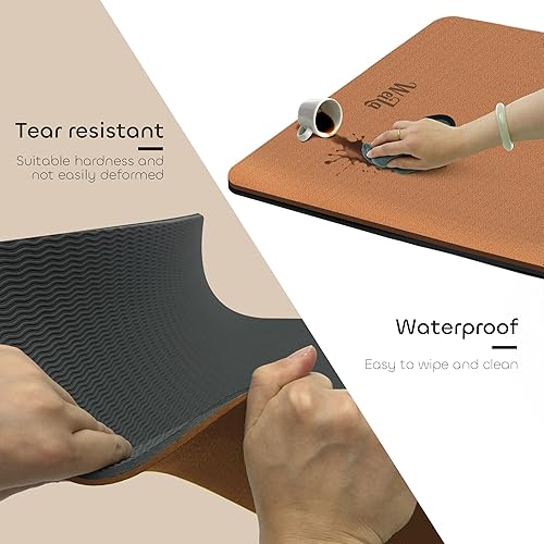 Miniatura 6 de Tapete de yoga antideslizante de TPE para mujeres y hombres, tapete de entrenamiento de doble cara de 72 x 24 pulgadas para gimnasio en casa,