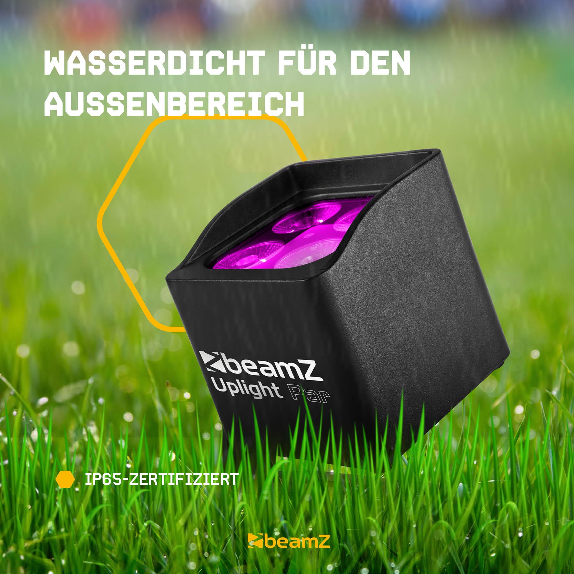 BeamZ BBP44 Akku Uplight 2er Set Mini 4x4 Watt LED Par Strahler Outdoor, RGWB, 25h Akkulaufzeit, IP65, Bühnenbeleuchtung, Soundmodus, 0-100% Dimmer, Automodi, Bühnenlicht, Inkl. Fernbedienung