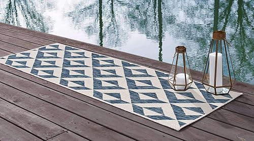 Vista 189 de Unique Loom Unique Loom Outdoor Collection - Alfombra de área - Napa (3 pies 3 pies, redonda, amarillo y aguamarina/amarillo)