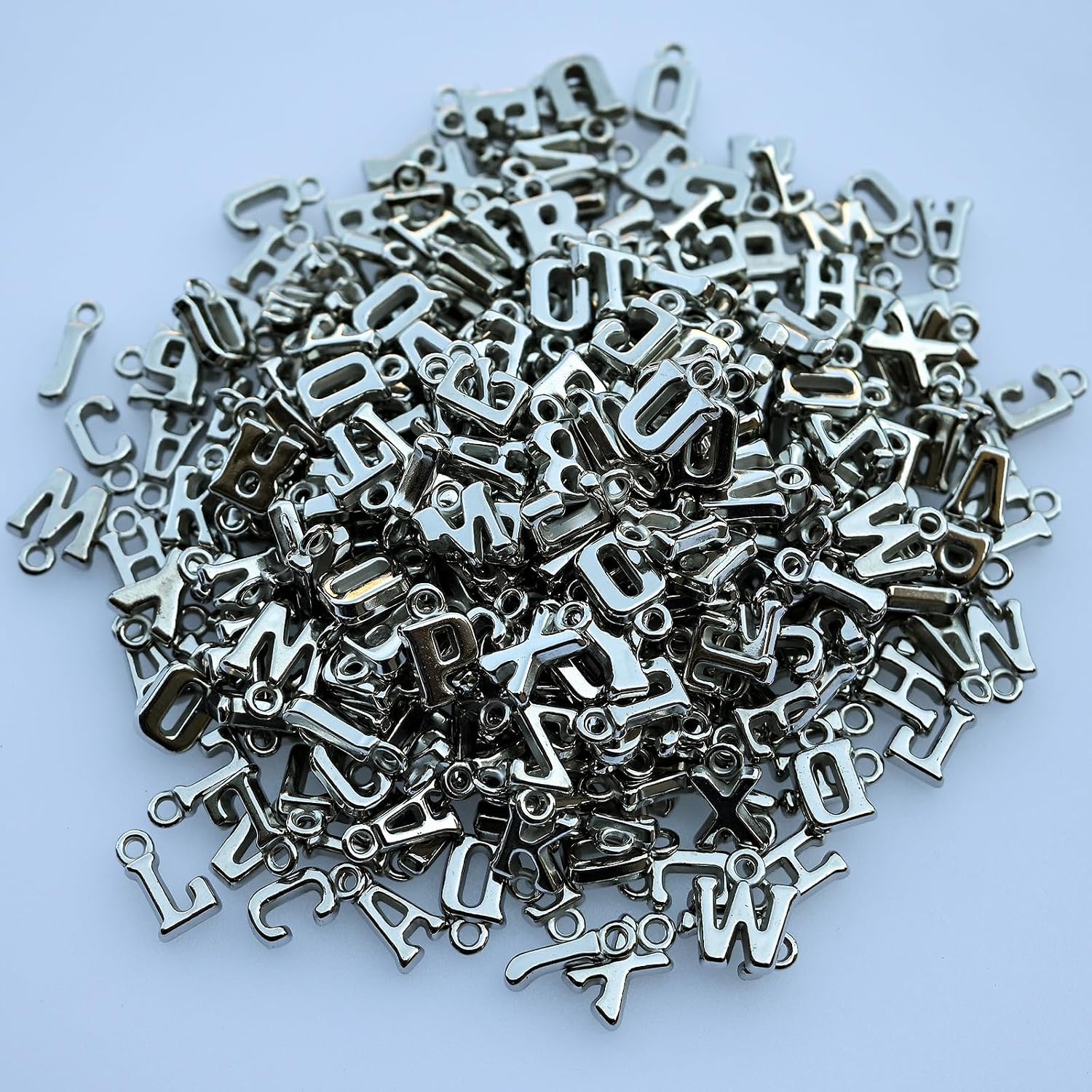 300+ Pieces Big Large Alphabet Letter Beads A-Z Mixed Plastic Shape Loose Charms Bead for Jewelry Making Bracelets Necklaces Key Chains (Silvery) image 5