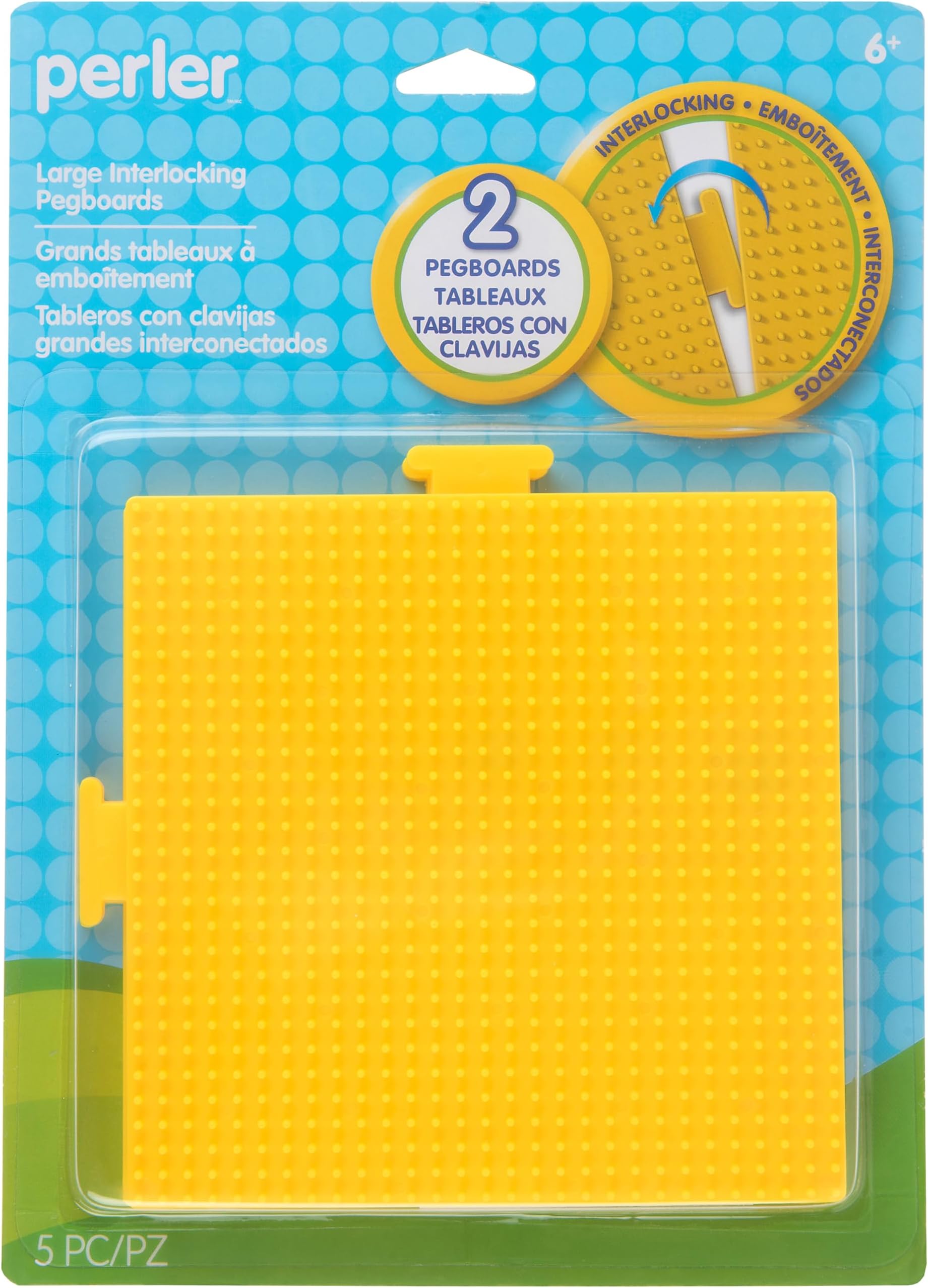 Perler Beads Yellow Square Pegboards, 2pc, 5.7'' L x 5.7'' H, Small