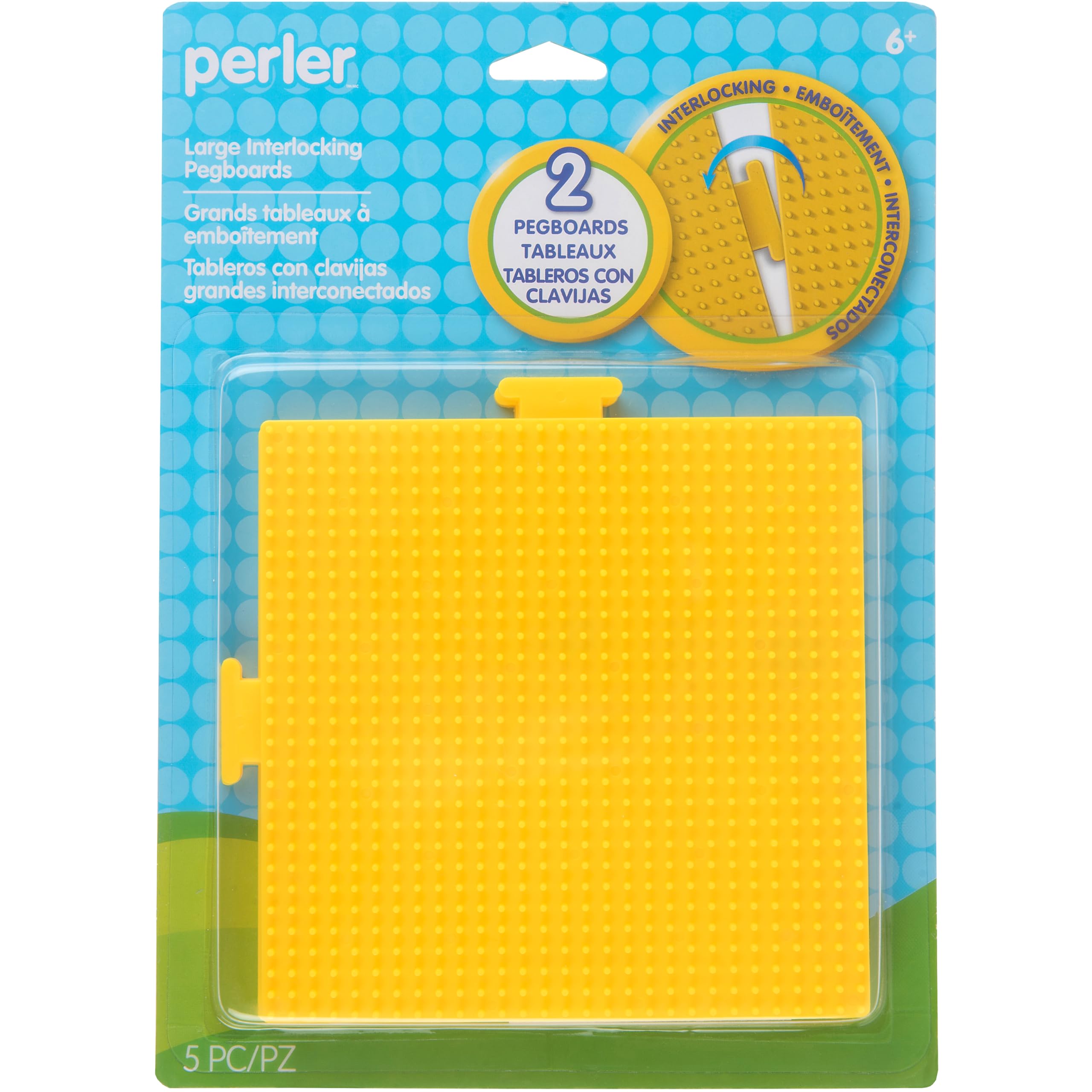 Beads Yellow Square Pegboards, 2pc, 5.7'' L x 5.7'' H, Small