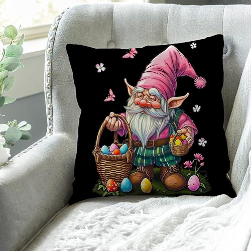 Miniatura 2 de Juego de 2 fundas de almohada de Pascua, cesta de huevo, mariposa, flor, caricatura, zapato, primavera, terciopelo negro, para el hogar, sofá