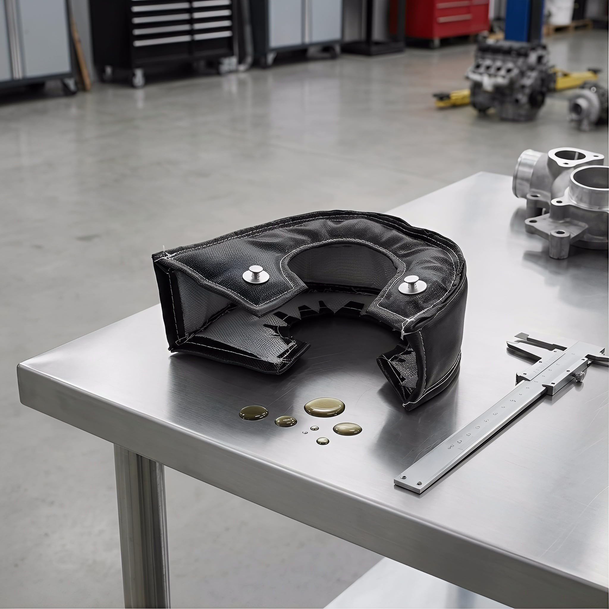 Copertura Termica per Migliorare le Prestazioni del Motore 2 Pezzi per Turbocompressore in Fibra di Vetro e Silicone, Design Protettivo Adatta per Auto e Appassionati Automotive