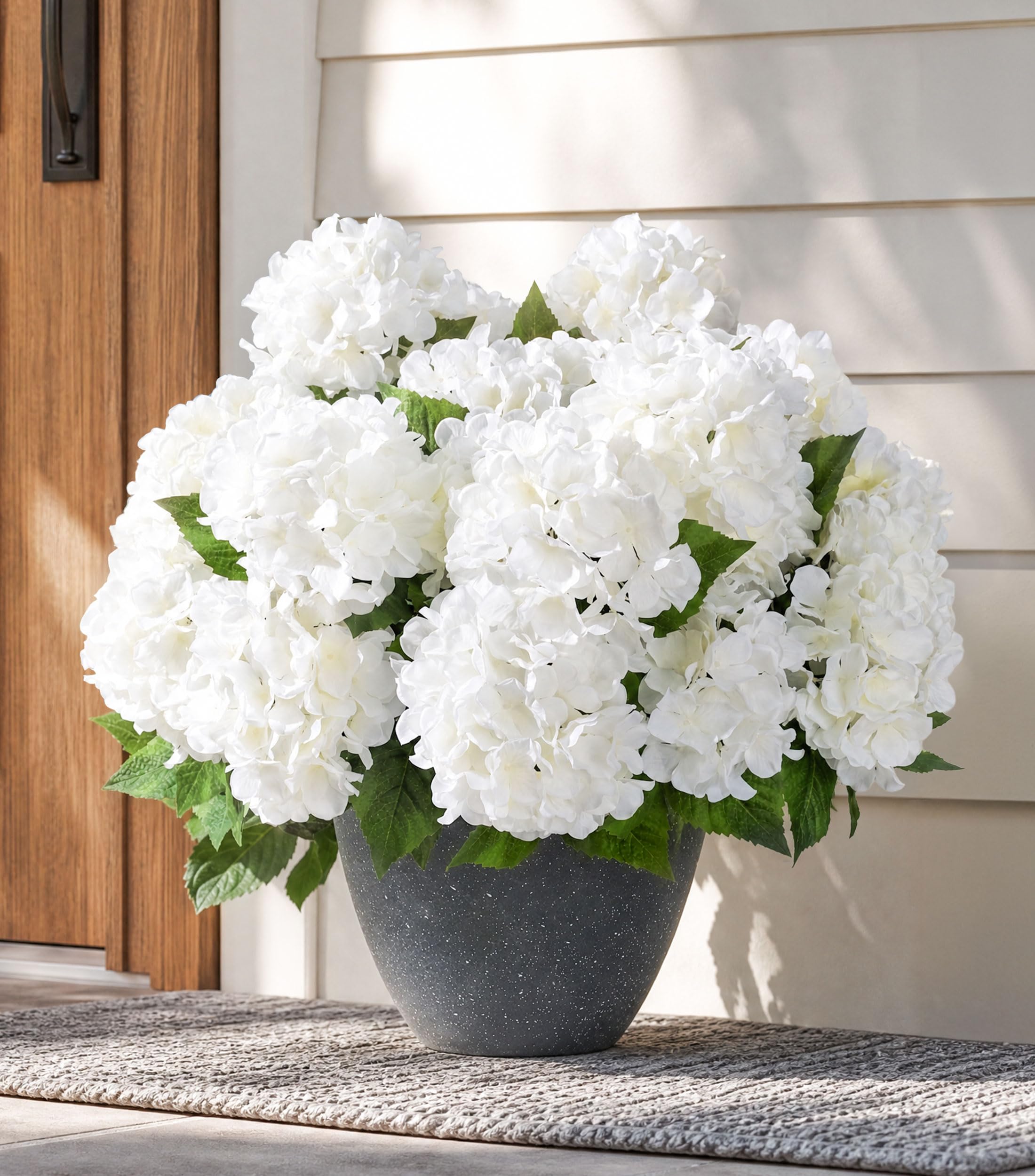 Ivydale Artificial Flowers for Outdoors, 4 PCS White Fake Silk Hydrangea Flower Stems for Bouquets UV Resistant Realistic Faux Plants Home Outdoor Wedding Party Centerpieces Decor image 6
