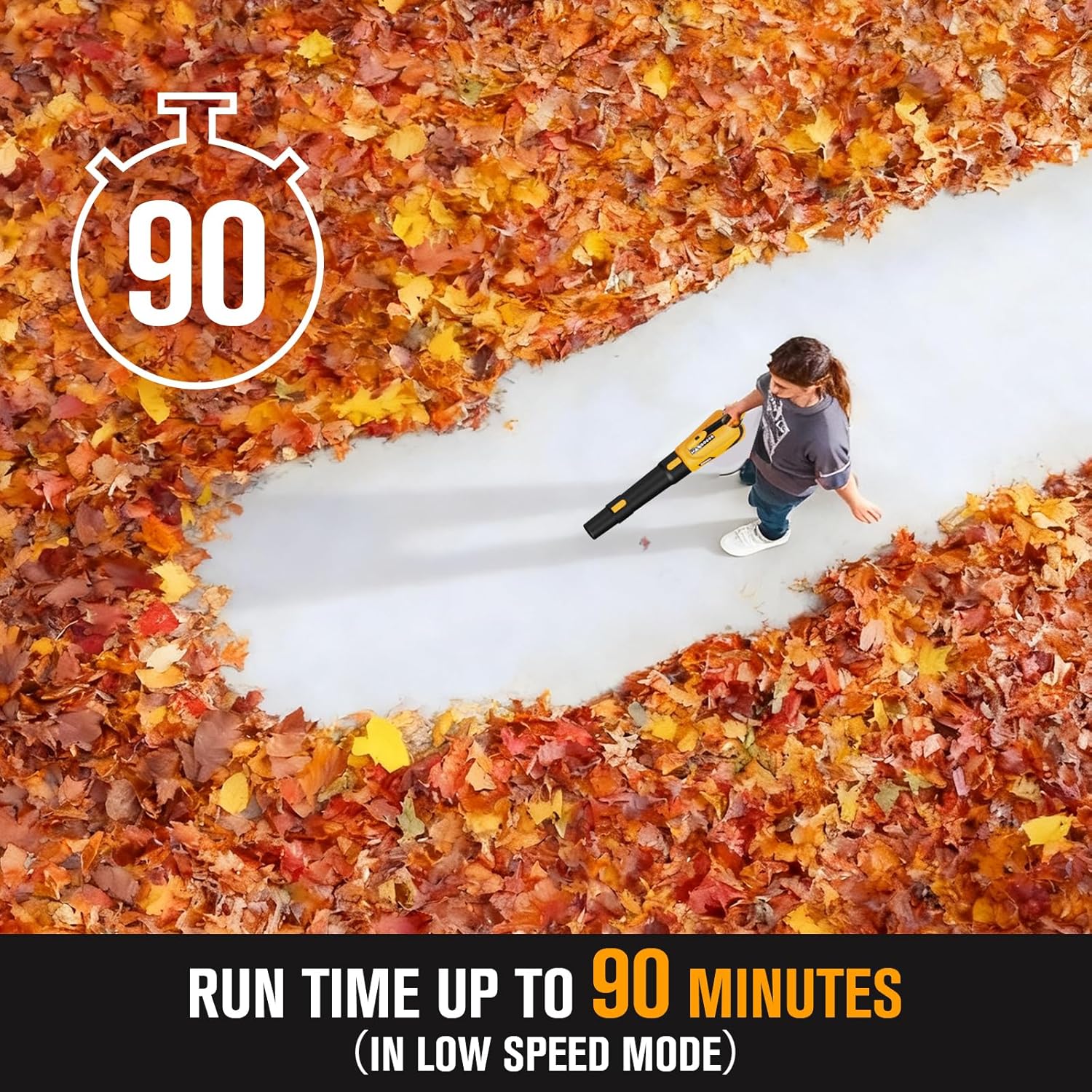 BUBRA Cordless Leaf Blower 21V Lightweight Powerful Electric Leaf Blower with 2 x 4.0Ah Batteries and Fast Charger, Variable-Speed, Battery Powered Blowers for Lawn Care, Yard Clearance(Yellow)