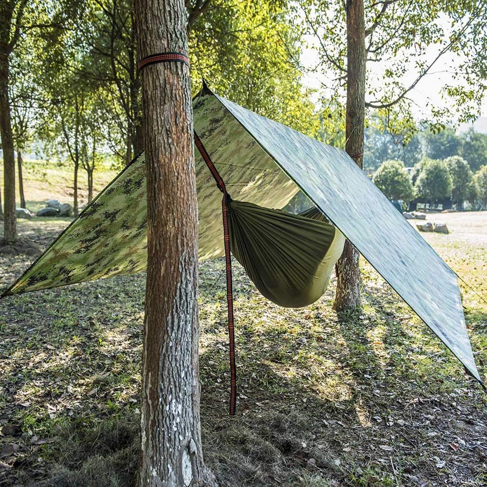 Nikou Zeltplane, Camping Tarp 3x3 m Wasserdichter UV Schutz Extra Starker Sonnenschutz Hängematte Abdeckplane für Camping, Backpacking und Outdoor 