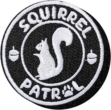 XMJY Squirrel Patrol Patch - 1 Pc Funny Embroidered Animal Patches with Hook and Loop, Morale Patch for Dog Vest, Dog Harness and Backpacks