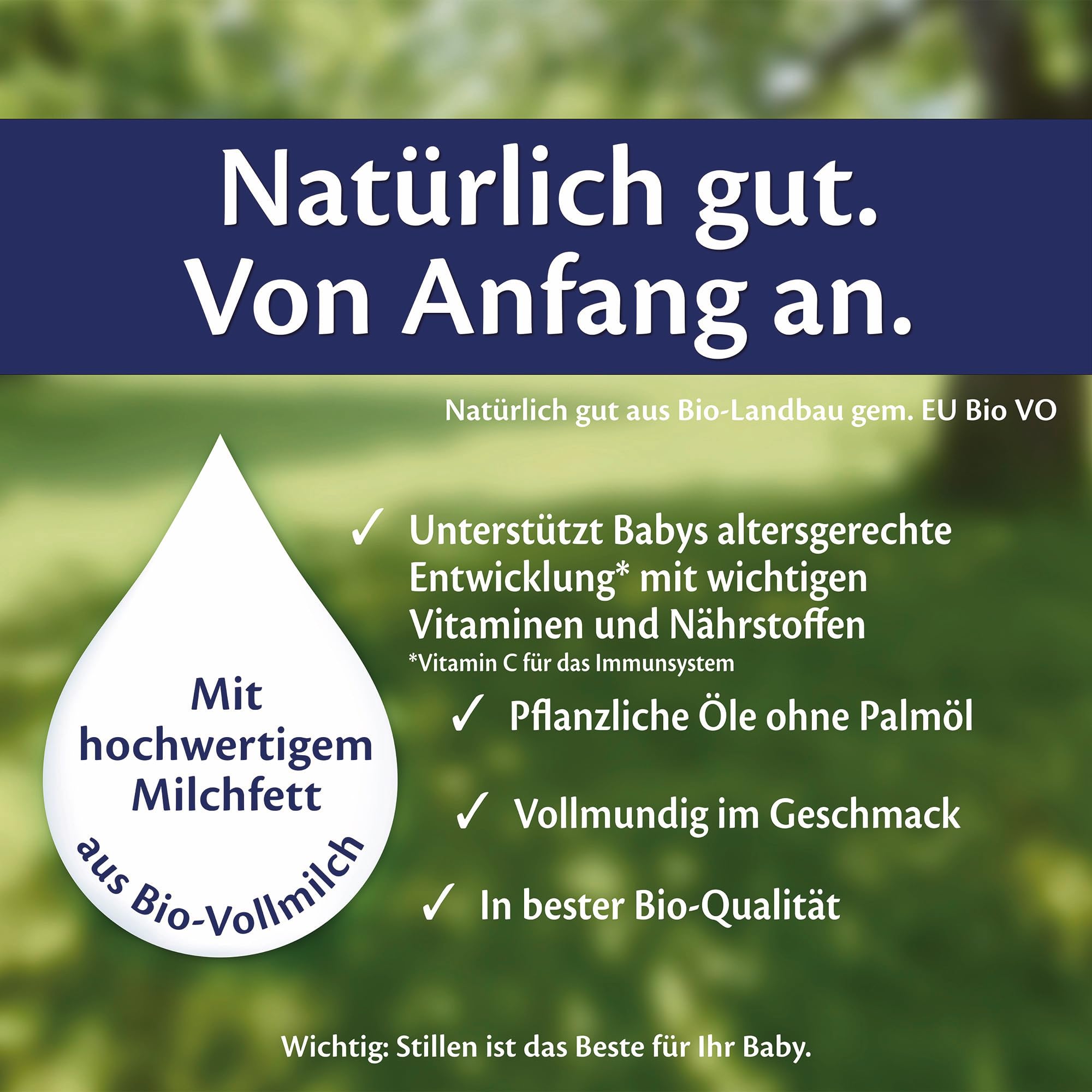 HiPP Kindermilch PUR 5 x 500g ab 12. Monat Bio-Vollmilch ohne Palmöl Vitamin C D Calcium Omega 3
