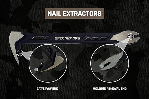 Miniatura 12 de Spec Ops Tools - Barra de corte de 9.5 pulgadas, barra de palanca, acero de resorte de alto carbono, regla y barra de palanca integradas, bordes