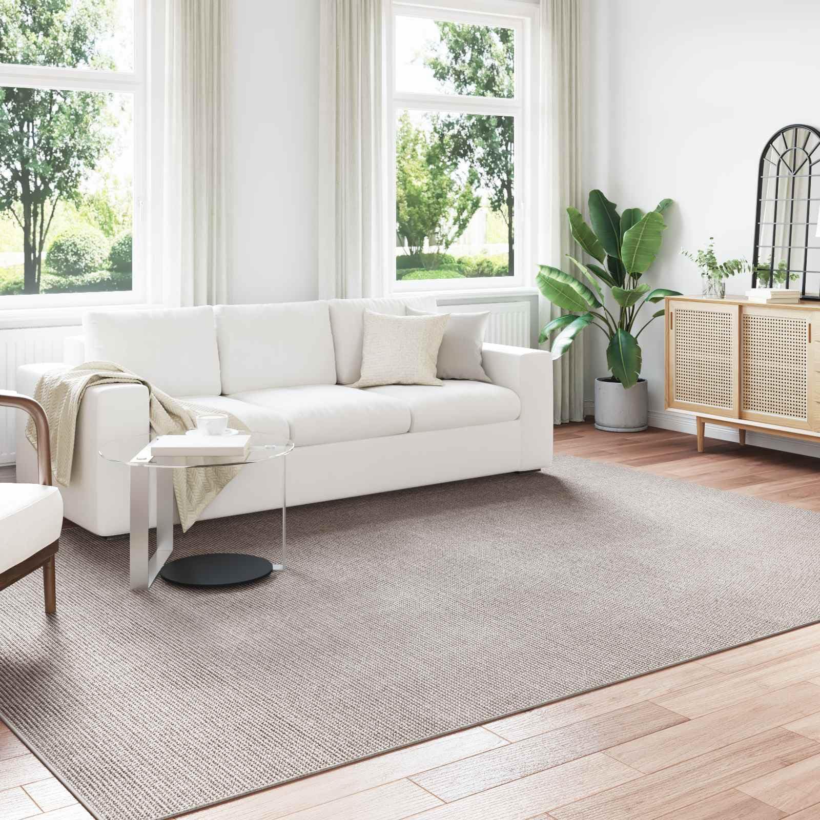 Tapis Lugo en polyester crème et taupe 340 x 240 cm grand format pour salon