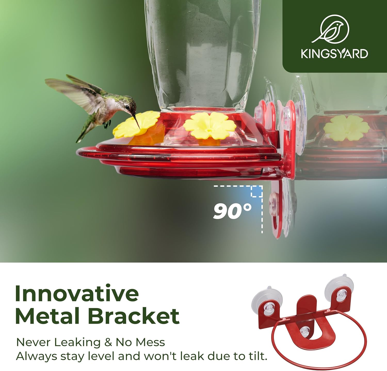 Kingsyard Window Hummingbird Feeder for Outside, 14 Oz Hummer Bird Nectar Feeder with 4 Feeding Ports & Circle Perch, Easy to Clean and Refill, Hummingbird Gifts (Transparent) - Image 4