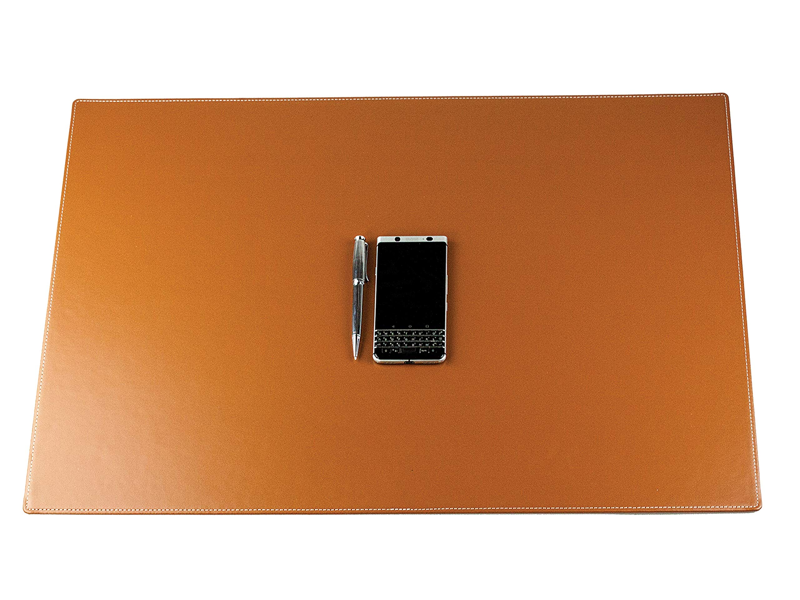 DELMON VARONE - Personalisierbare Schreibtischunterlage XXL Cambridge Top Grain Leder braun, Rutschfeste Echtleder Schreibunterlage abwaschbar, Schreibtisch Unterlage geeignet als Mauspad, 70 x 50 cm