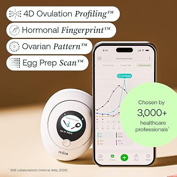 Mira Ultra4 Fertility Monitor & Ovulation Test Kit for Women, at-Home 4-Hormone Tracker (LH, FSH, E3G, PdG), Digital Analyzer with 20 Test Wands, 7× More Accurate Than Other Fertility Trackers