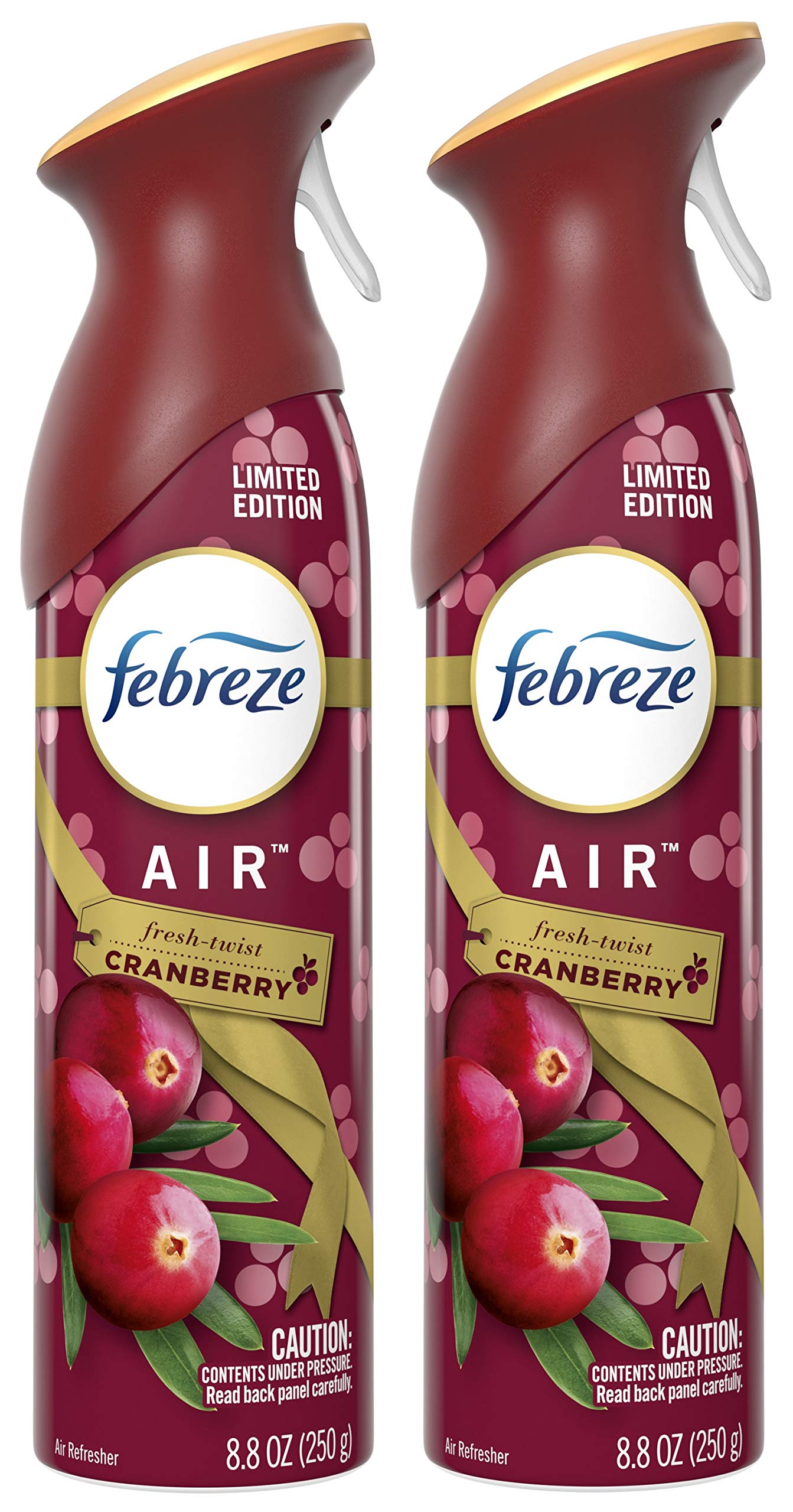 Febreze Air - Air Freshener Spray - Fresh-Twist Cranberry - Limited Edition Holiday Collection 2020 - Net Wt. 8.8 OZ (250 g) Per Bottle - Pack of 2 Bottles