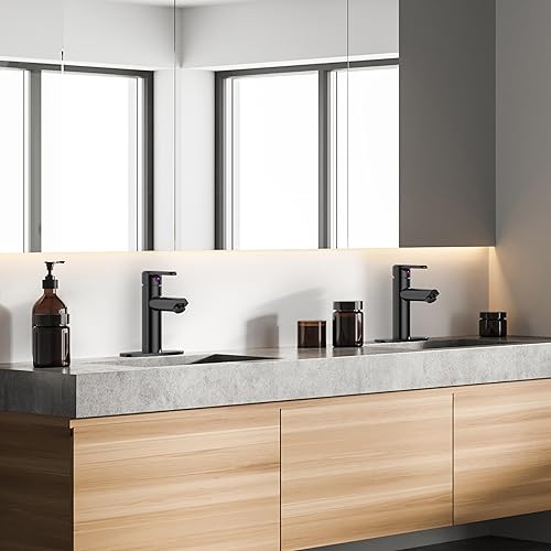 Miniatura 5 de Grifo de baño negro de alta calidad, mango único con conjunto de drenaje, placa de cubierta para instalación de 1 o 3 agujeros, grifo de lavabo con