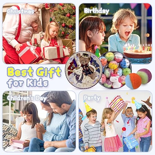 Miniatura 7 de Bombas de baño para niños, 12 bombas de baño con juguetes de cristal sorpresa en el interior, bombas de baño de burbujas naturales y orgánicas