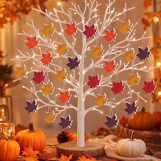 Vercraft 24 Pcs Chunky Wooden Fall Maple Leaves Tree Ornament Decoration