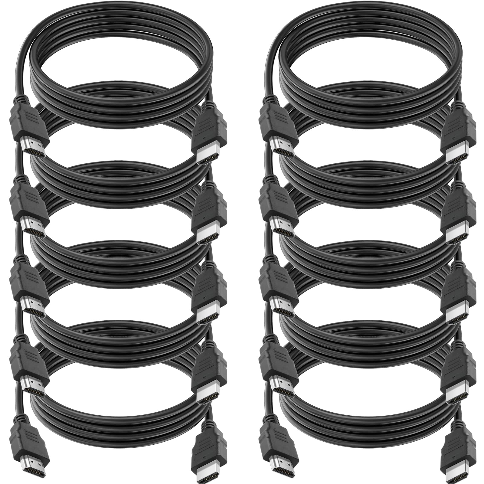Confezione da 10 cavi HDMI 4K, 18 Gbps, cavo intrecciato HDMI ad alta velocità, 4K a 60Hz, HDR, 3D, Dolby, ARC, compatibile con PS5, PS4, HDTV, Blu-ray, Xbox, laptop (1,8 m)