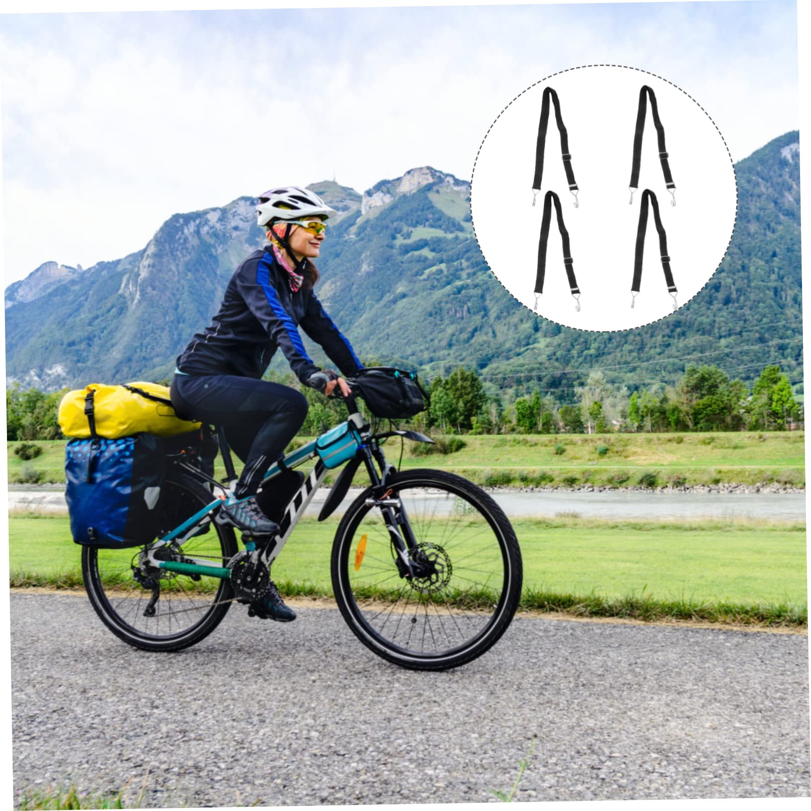 Corde d'attache pour Bagages Élastique Noire en Métal et Latex, Lot de 4 | Sangle Élastique de Chargement, Tendeurs Plats Élastiques Crochet, pour Scooters et Motos, Maintien du Bagage