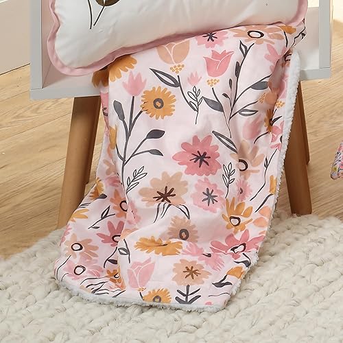 Vista 40 de Lambs & Ivy Manta de bebé botánica acuarela floral rosa polar bebé Botánico