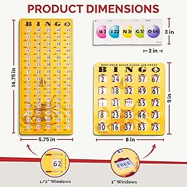 MR CHIPS Jam-Proof Bingo Cards with Sliding Windows, 25 Reusable Shutter Cards, 75 Calling Cards 1 Master Board in Gold Rush Style