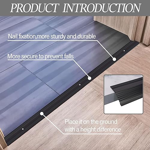 Miniatura 5 de Tira de transición de piso, tira de umbral de transición de piso de aluminio, adecuada para altura de umbral de menos de 1.5 pulgadas, rampas de