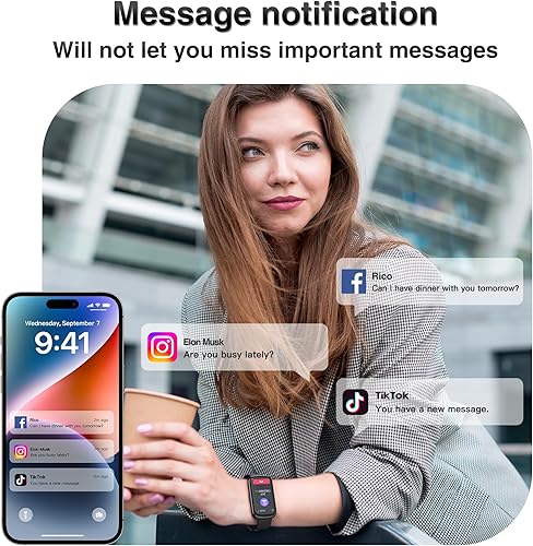 Miniatura 2 de Rastreador de actividad física, relojes inteligentes para mujeres y hombres con monitor de frecuencia cardíaca 247presión arterialoxígeno en sangre,