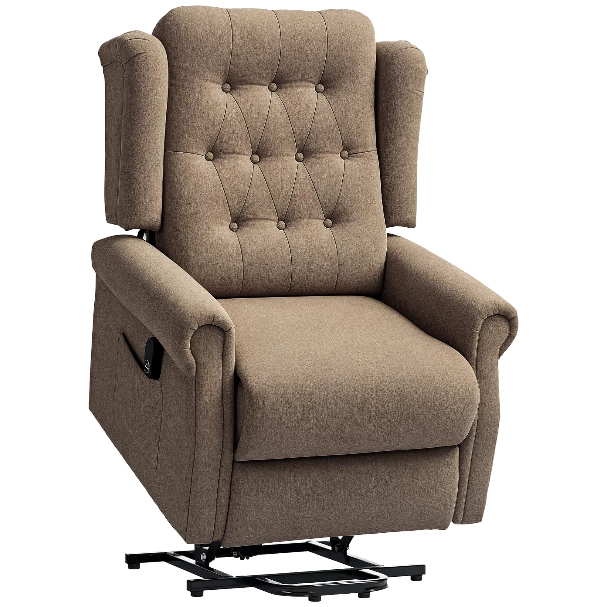 HOMCOM Power Lift Recliner Armchair with Wingback, Button Tufted in Dark Brown