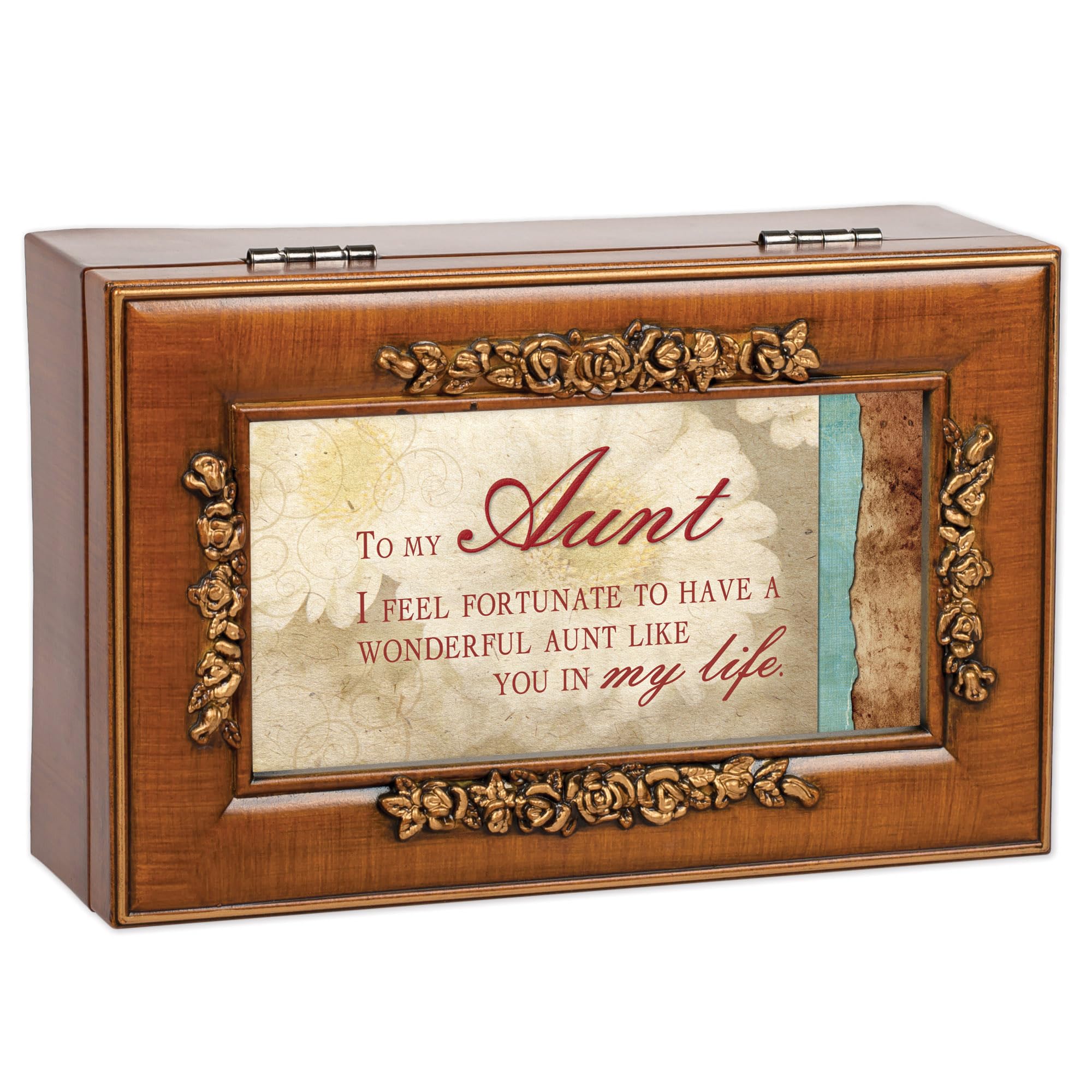 Cottage Garden Tante Reichhaltige Walnuss-Finish Petite Jewelry Musik Box – Wonderful World
