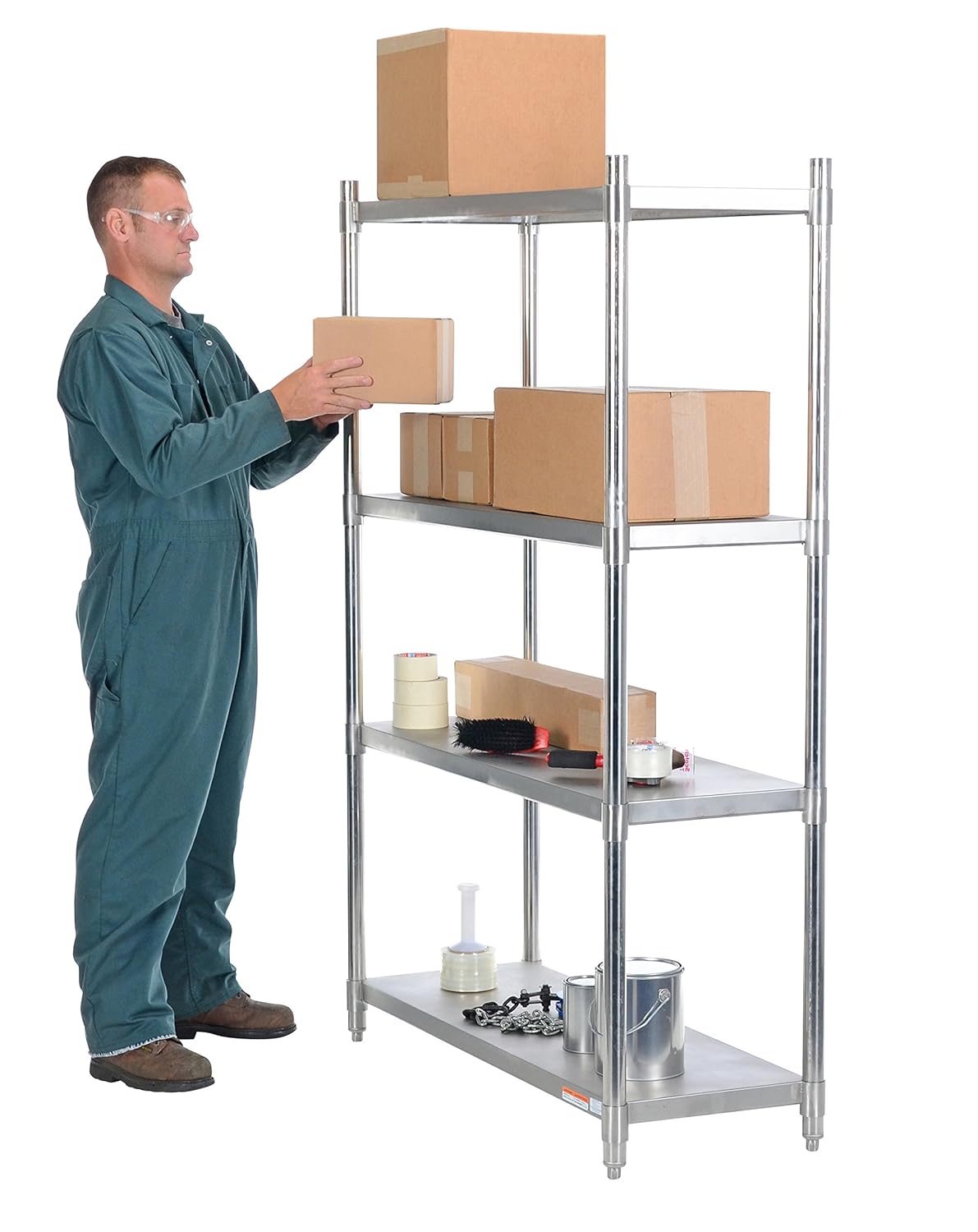 Vestil SSS-1848 Stainless Steel Shelving 48 In. x 18 In. 600 Lb. Capacity Brushed Silver