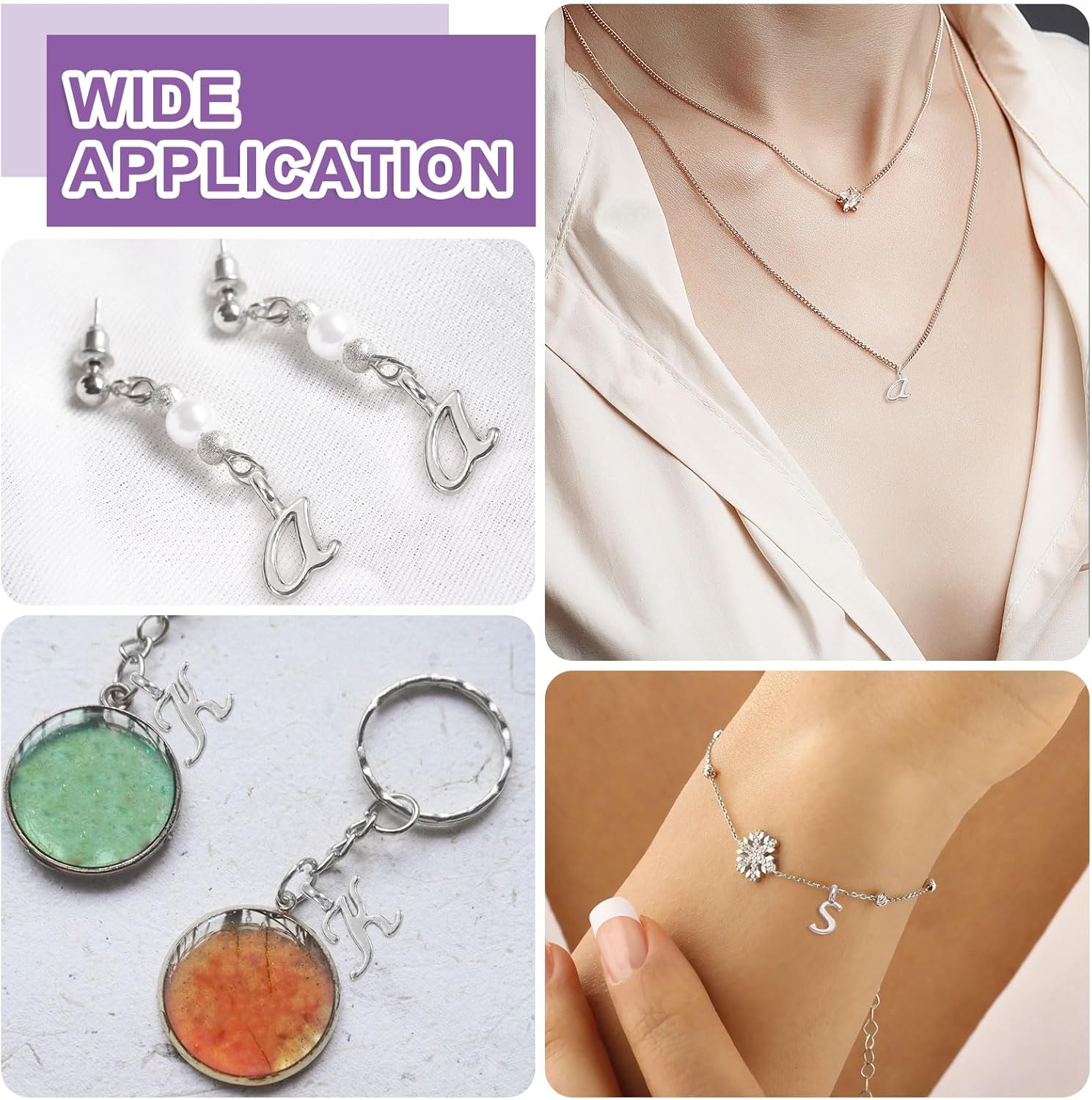 uxcell A-Z Alphabet Charm, Metal Alphabet Letter Charm Initial Charm Pendant Bead for Necklaces Bracelets Jewelry Making Craft - Image 6