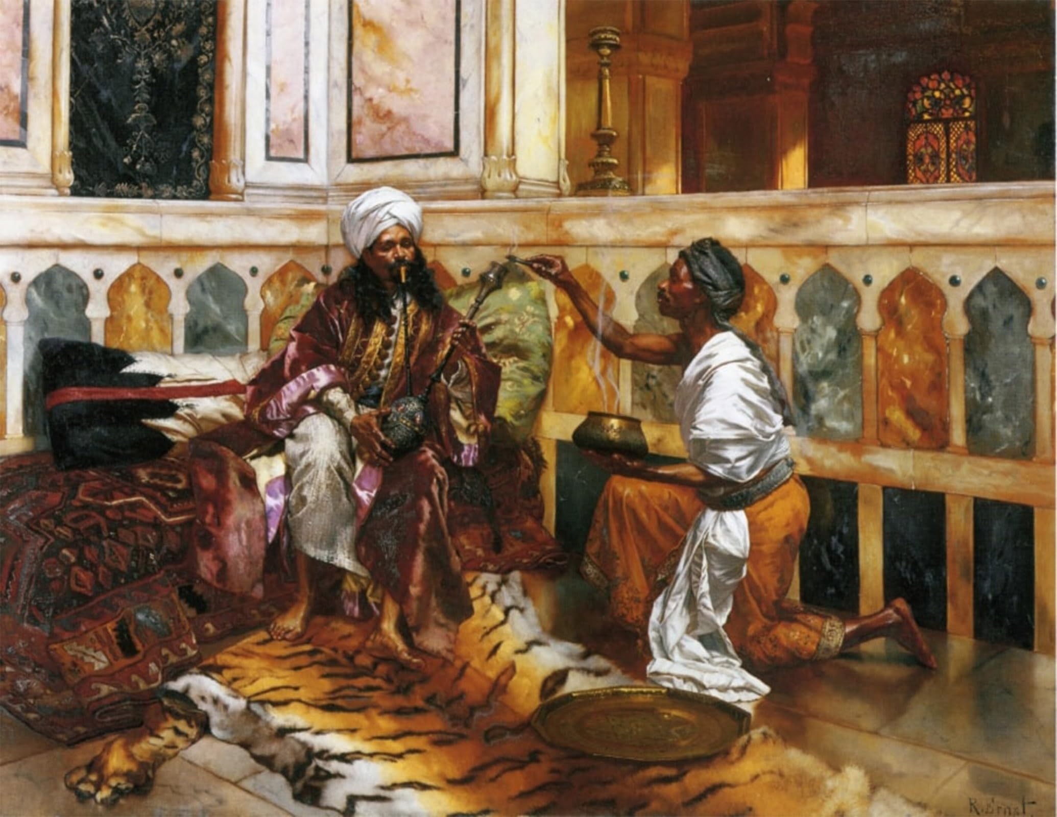ARTXLXXBN Famous Painting Canvas Artwork Graffiti Print Preparing the Hookah by Rudolf Ernst Portrait Canvas Image for Home Decor 60x90cm