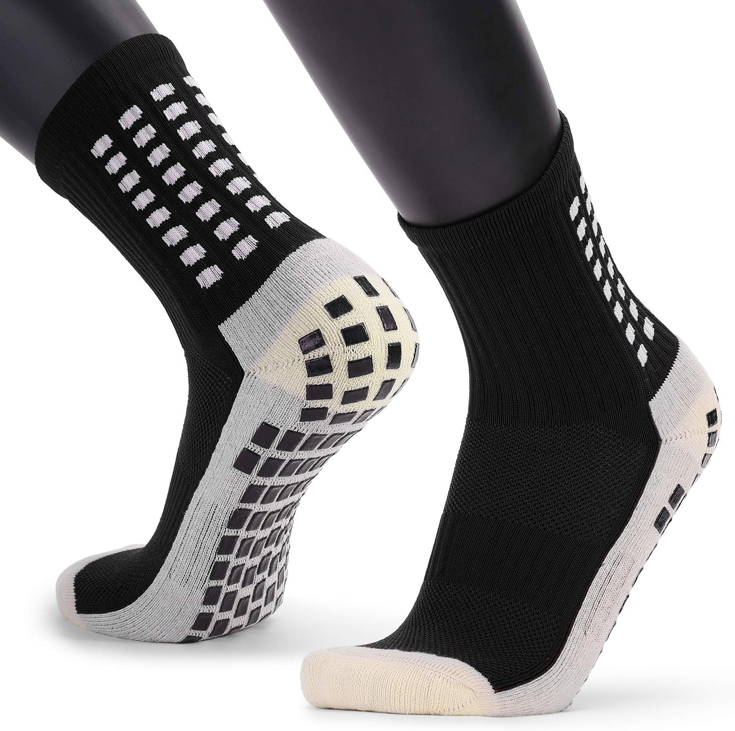 Andoer Meias Antiderrapantes Masculinas de Futebol – Meias Longas Atleticas Absorventes Esportivas para Basquete, Futebol, Voleibol, Corrida, Trekking, Caminhada – 1 Par / 3 Pares