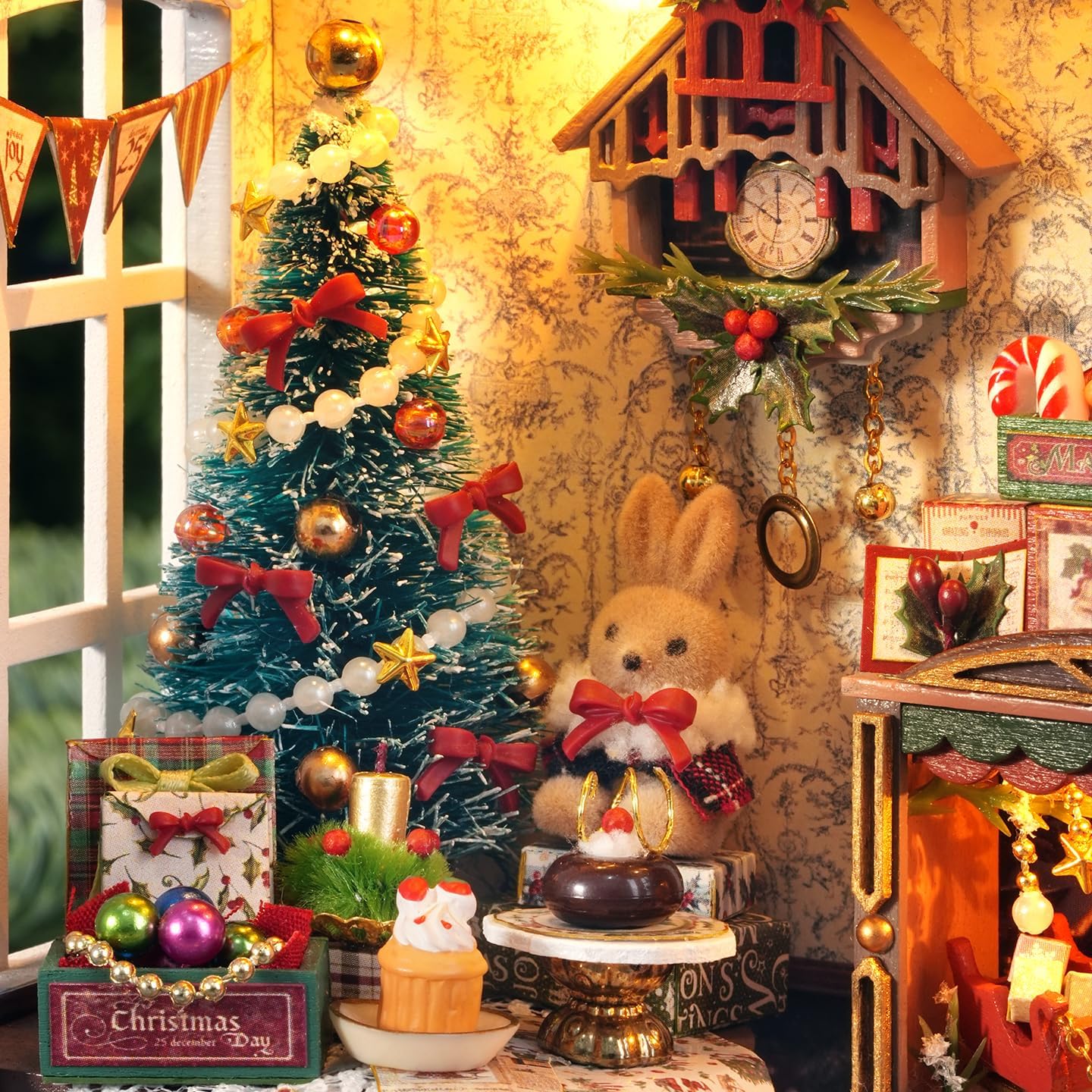 DIY Miniature Christmas House Kit Joyful Gatherings Creative Dollhouse Building Set Holiday Home Decor Craft for Adults