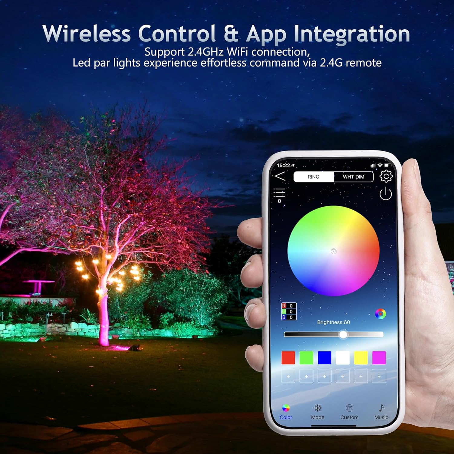 Rechargeable Led Stage Lights,54W RGBWA+UV 6IN1 Battery Powered Uplights with Wireless 2.4G App Control,DJ Par Can Lighting with Sound Activated & Remote Control for Weddings Parties