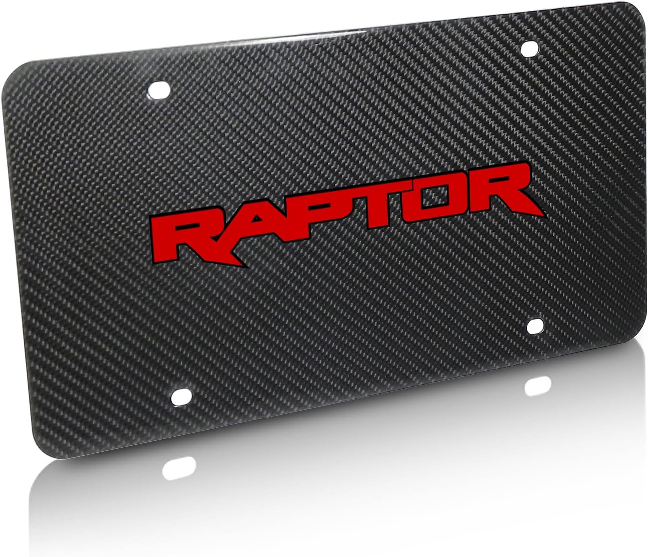 iPick Image Ford F150 Raptor 2017-2018 in Red UV Graphic 100% Real Black Carbon Fiber License Plate