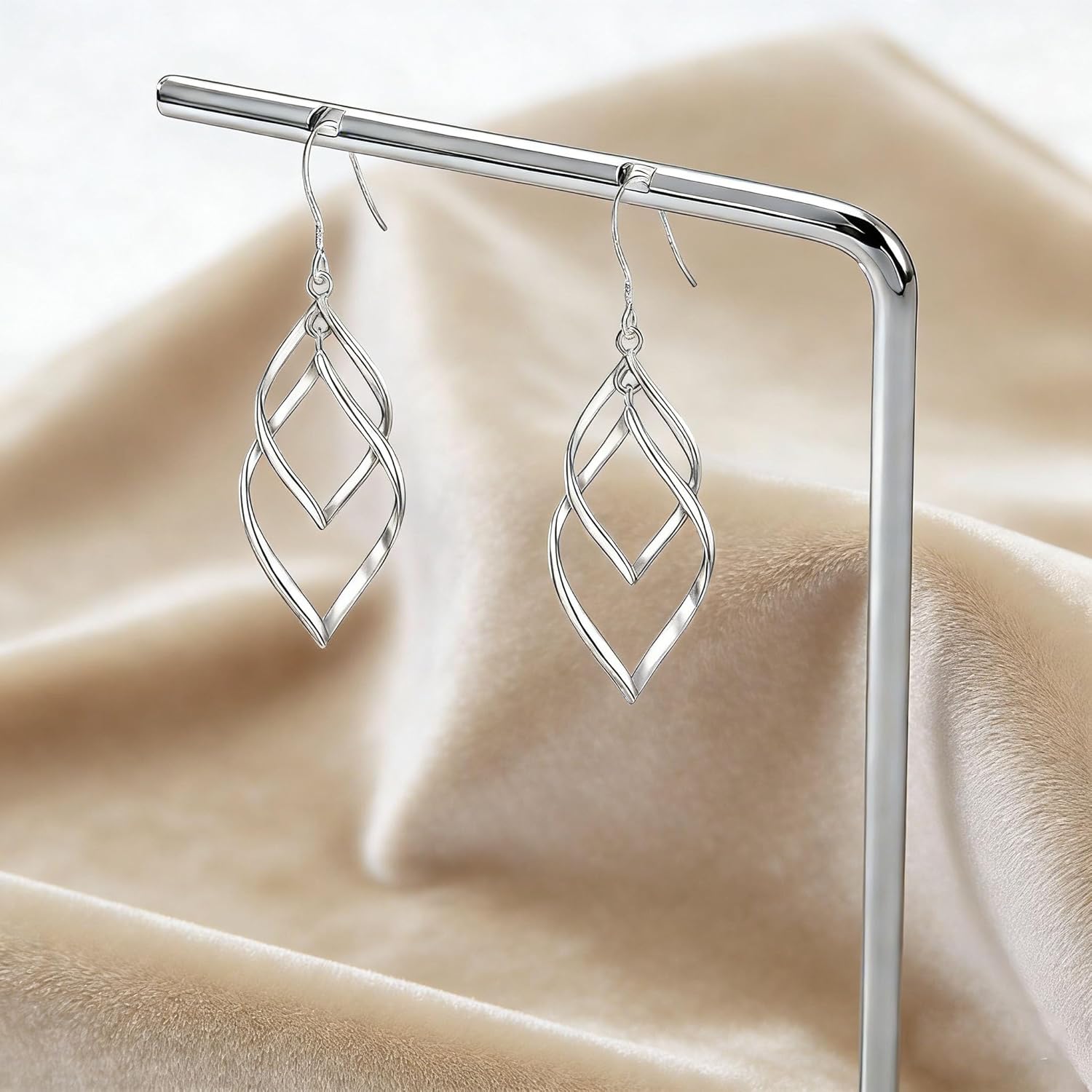 Sterling Silver Dangle Earrings for Women, 14k Gold Plated Double Linear Drop Statement Earrings Anniversary Birthday Gifts for Women - Image 6