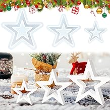Silicone Moulds Casting Moulds Christmas, Pack of 3 Silicone Mould Stars, Silicone Casting Mould Star Candle Moulds for Casting Christmas, DIY Plaster Moulds for Casting, Silicone Moulds Christmas