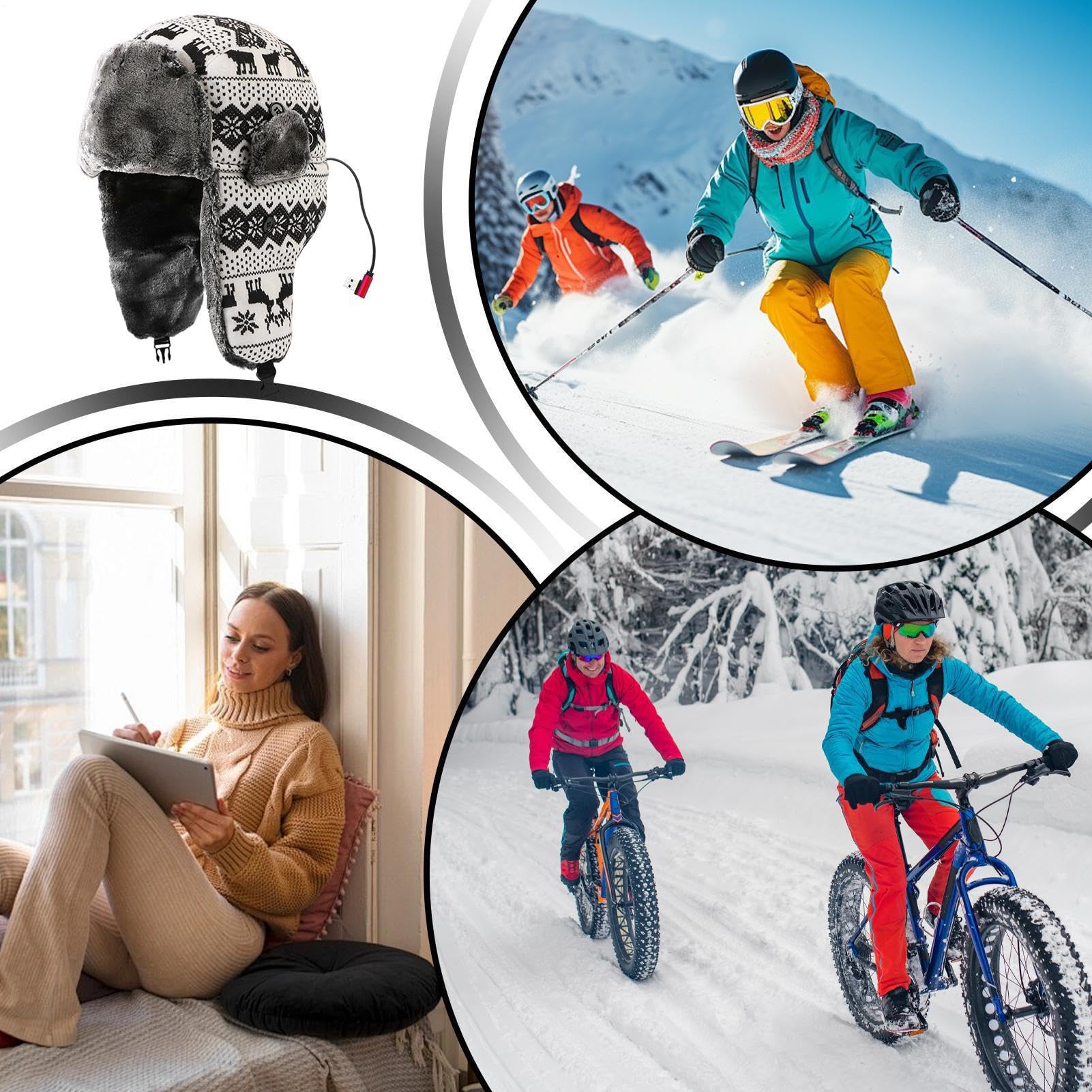 Generisch Berretto invernale Ushanka, triplo livello di calore, con caldo peluche | Copricapo riscaldato per uomini, donne, adulti e adolescenti, per ciclismo, passeggiate e pendolari