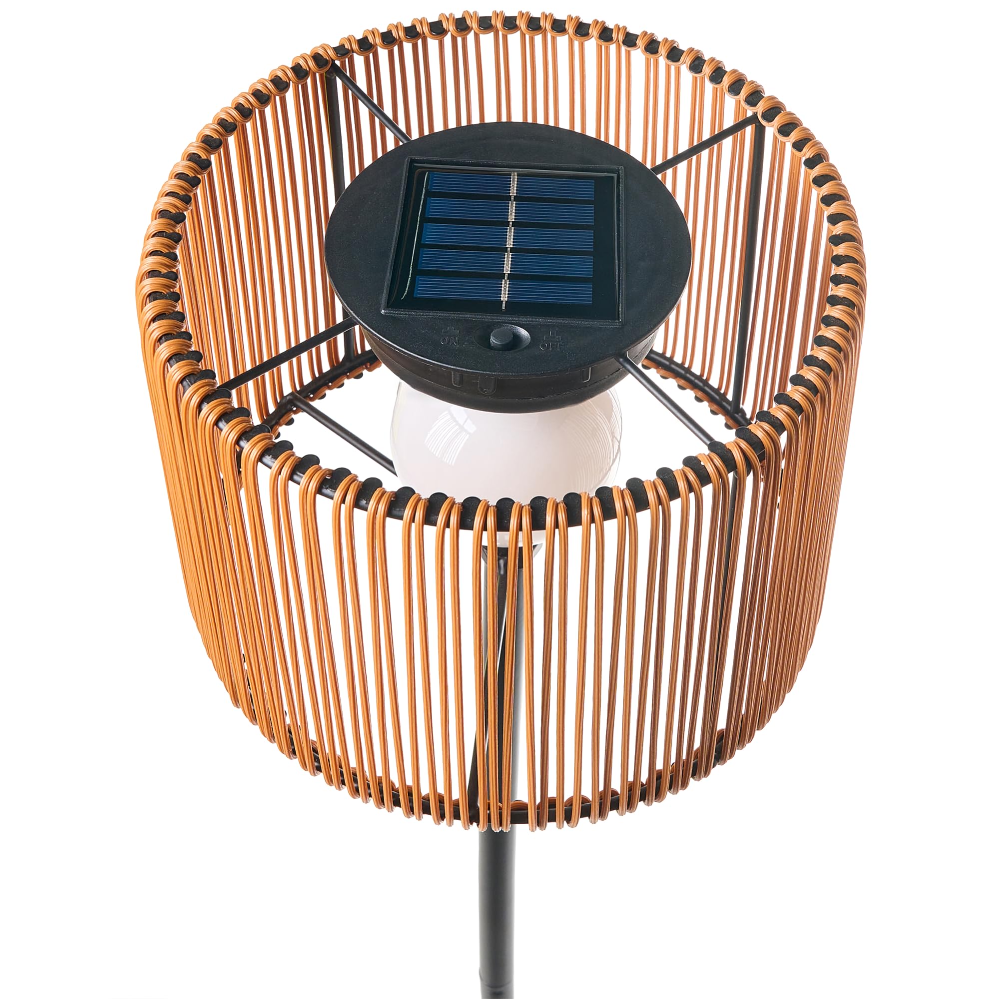 Beliani Lámpara de pie solar LED de bajo consumo para exteriores con base de hierro y pantalla sintética moderna marrón Luena