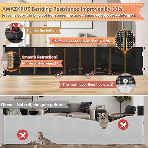 Miniatura 2 de Puertas retráctiles para bebés extra anchas de 150 pulgadas (12.5 pies) x 34 pulgadas de alto, puerta retráctil para interiores y exteriores para
