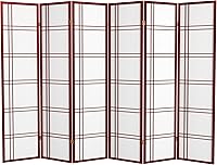 Vista 102 de Red Lantern Pantalla Shoji de doble cruz de 6 pies de alto, color blanco, 5 paneles