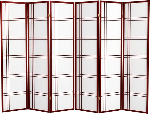 Miniatura 102 de Red Lantern Pantalla Shoji de doble cruz de 6 pies de alto, color blanco, 5 paneles Blanco,Negro